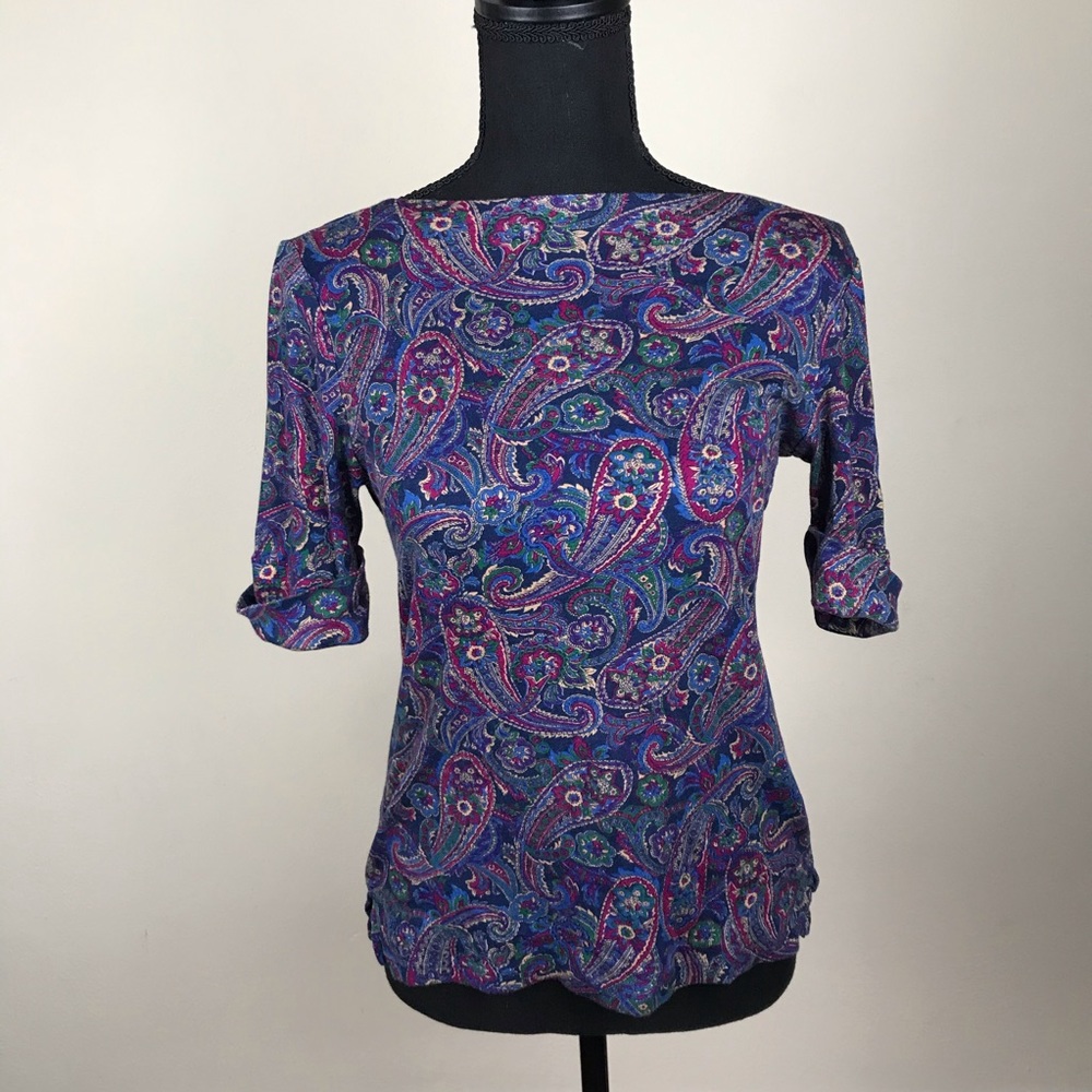 3/$15 Ralph Lauren Paisley Boat Neck Shirt M